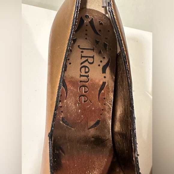 J. Renee Gold Bronze High Heel. Square Jewel Square Toe Vintage Look Sz 7. - Picture 7 of 16